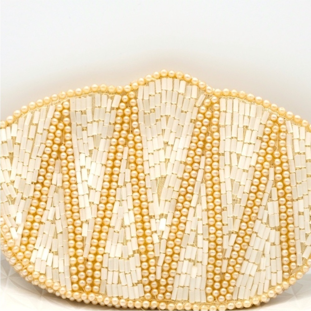 Vintage La Regale Beaded Pearl & Gold Art Deco Evening Clutch Parties & NYE - Picture 4 of 9
